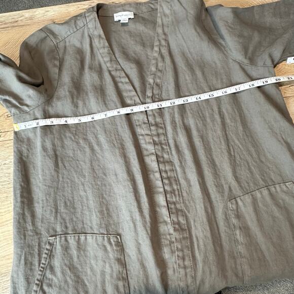 J. Jill Love Linen Open Front Ruffled Linen Duster Cardigan Jacket S Petite - Picture 10 of 11